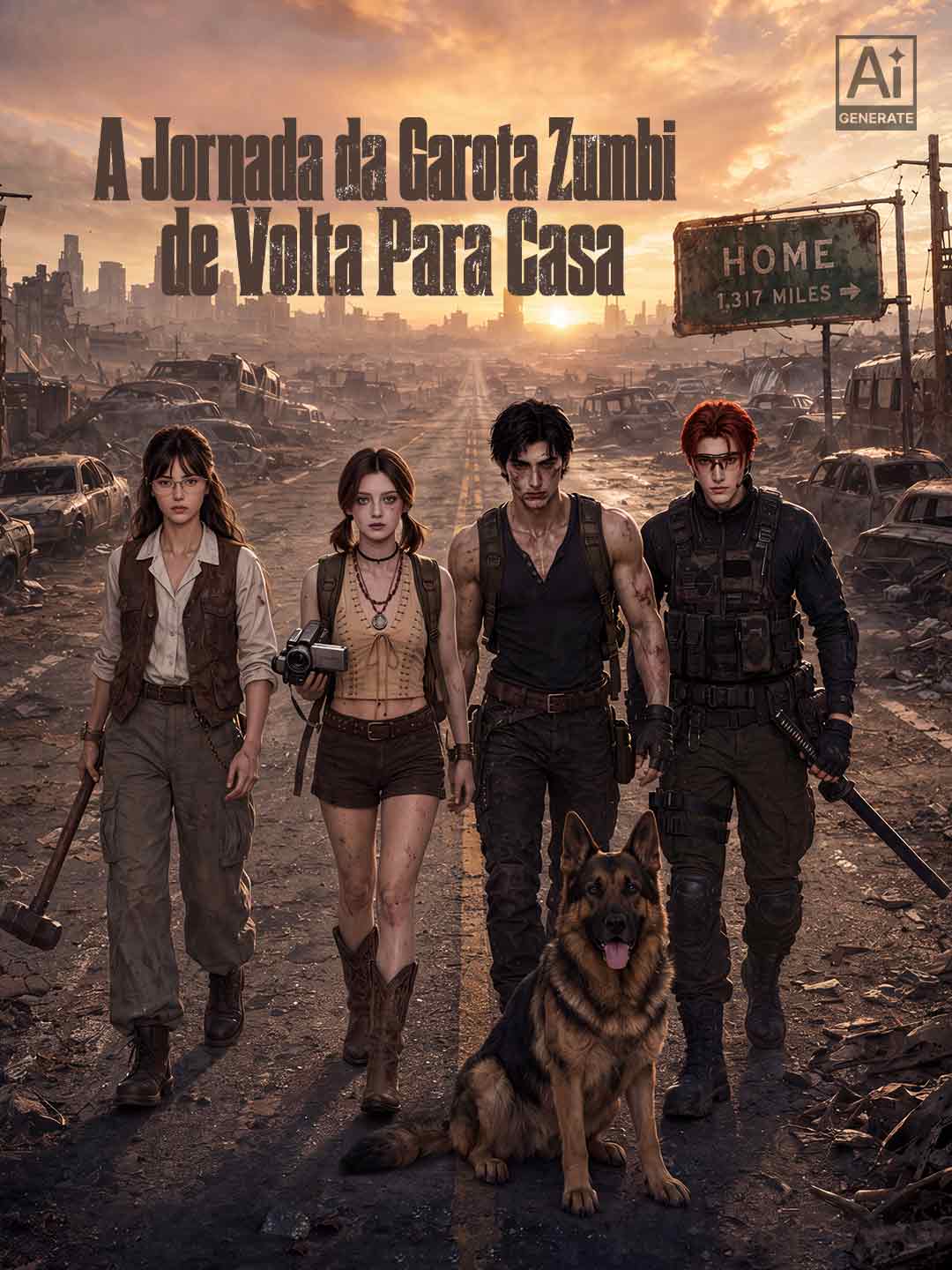 Capa da minissérie A Jornada da Garota Zumbi de Volta Para Casa